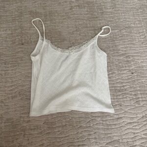 dainty white brandy melville cropped tank top